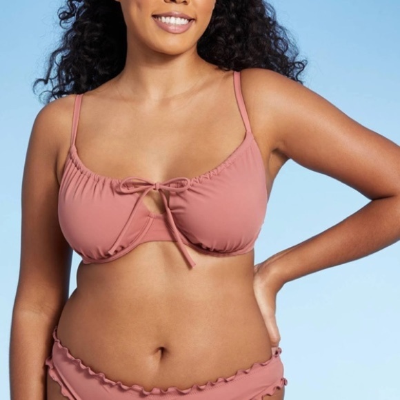 Shade & Shore Other - NWT Shade & Shore Shirred Underwire Bikini Swimsuit Top 36C Pink Clay